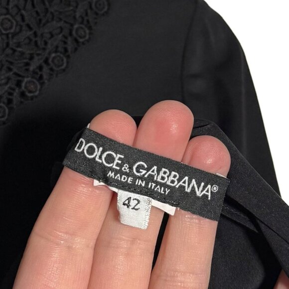 Dolce & Gabbana Black Lace Collar Accent Blouse - Picture 4 of 6